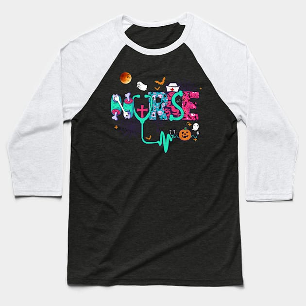 Cute Halloween Nurse Baseball T-Shirt by Happy Shirt